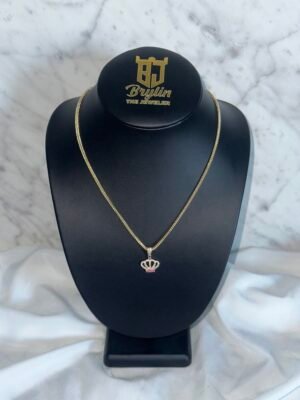 FRANCO CHAIN ​​WITH PINK  CROWN PENDANT