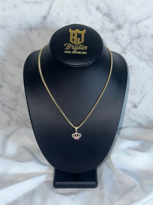 FRANCO CHAIN ​​WITH PINK  CROWN PENDANT
